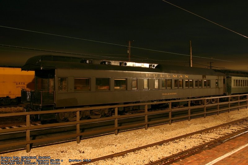 Pullman obs car "Inglehome" rests on Station Track 2 for the evening