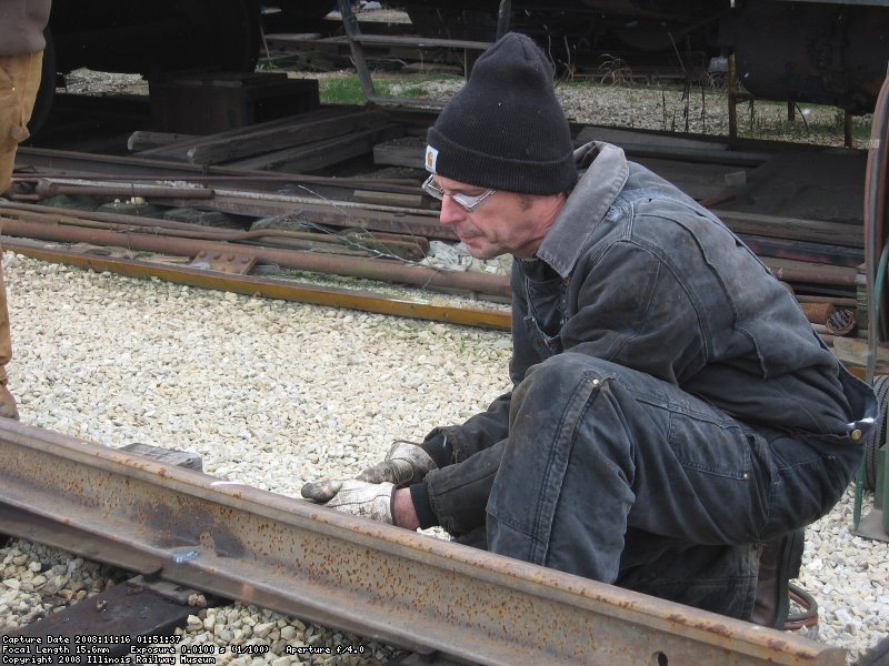 Tom cutting one of the two new rails for the extention