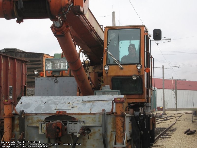 Tom getting the crane into position