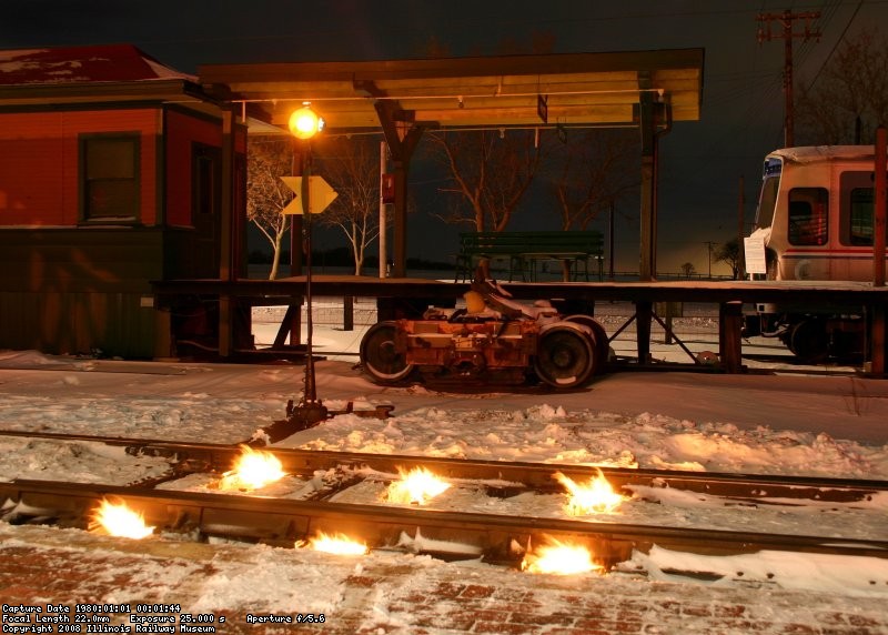 Kerosene heaters keeping the points free of ice and snow