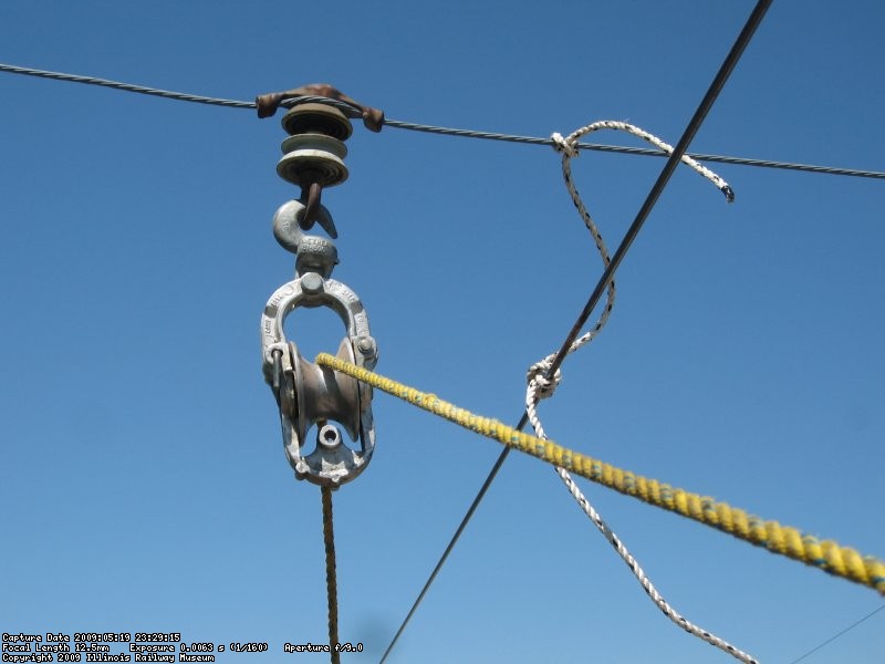 old wire and the guide rope for the new wire