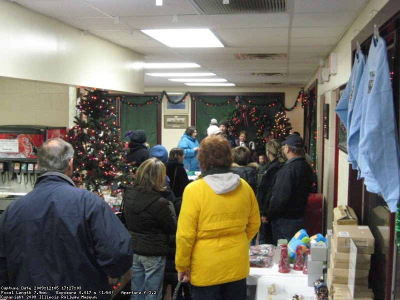 The crowd inside the diner annex.