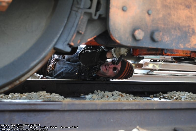 Sometimes its necessary to crawl under the crane to check fluids