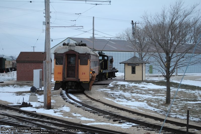 ComEd 4 with Joel A at the controls shoves the South Shore 28 around to Yard 11