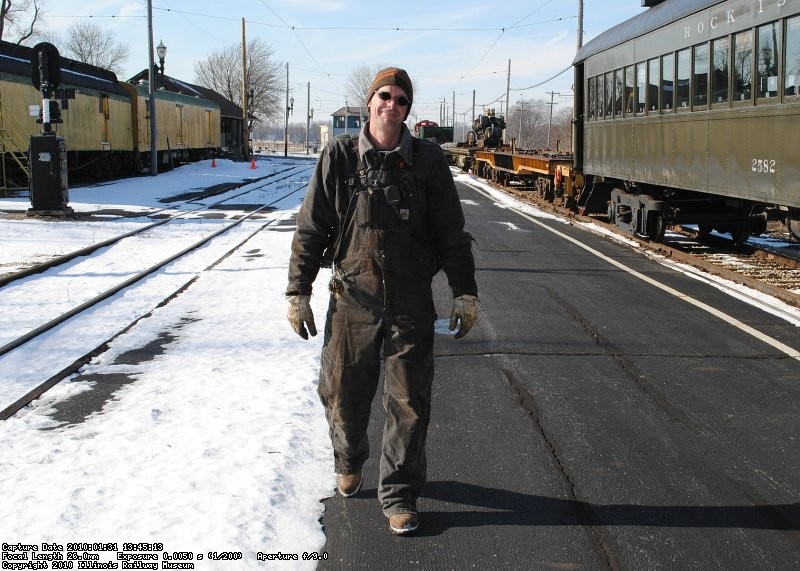 Tom was the conductor on the work train for the day. At least one of us got to move around and keep warm