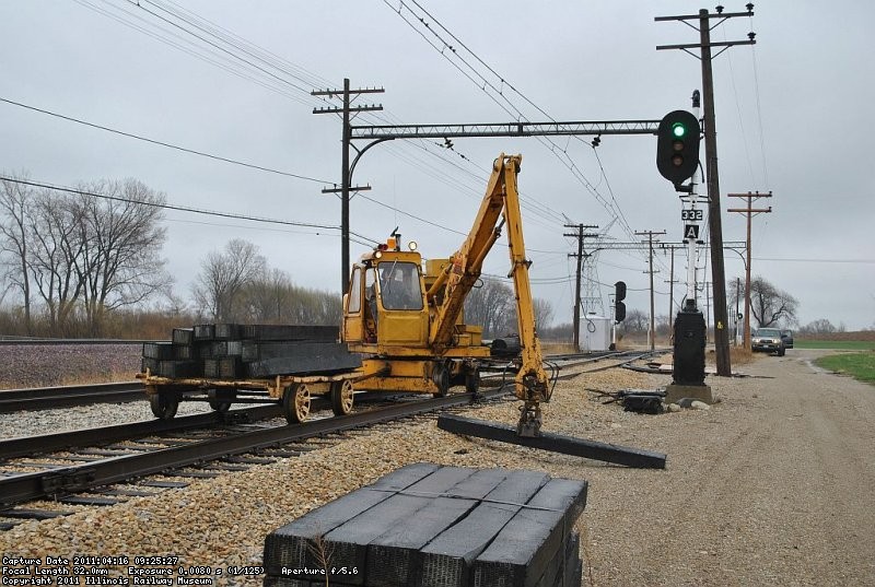 Tom distributing ties at Johnson Siding 4-16-11