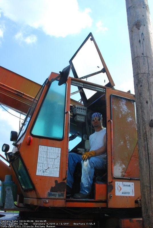 Mark  running the crane for stacking.