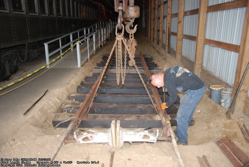 Gauge issues required jacks to get the first joints put together. Mark doing the honors. 