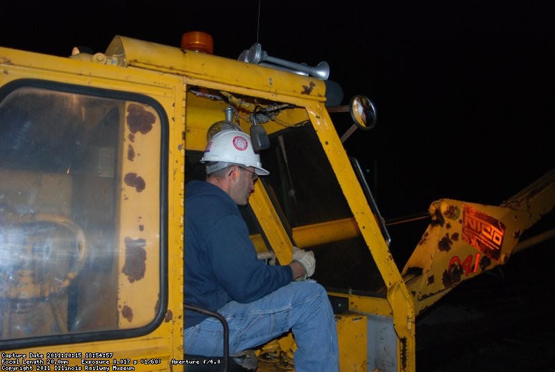 Dave gets some training on the tie crane. 