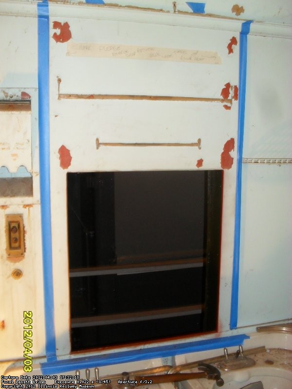 Replacing exterior clear glass with prism glass in women's bathrm  That leads to repainting of interior wall to correct color    April 2012 
