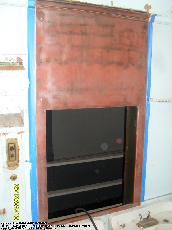 Interior window women's bathroom sanded but before primer