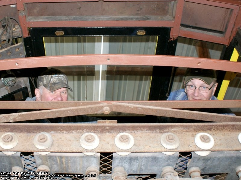 Gery D. and John F. measuring TMER&L D-13 dump car roof