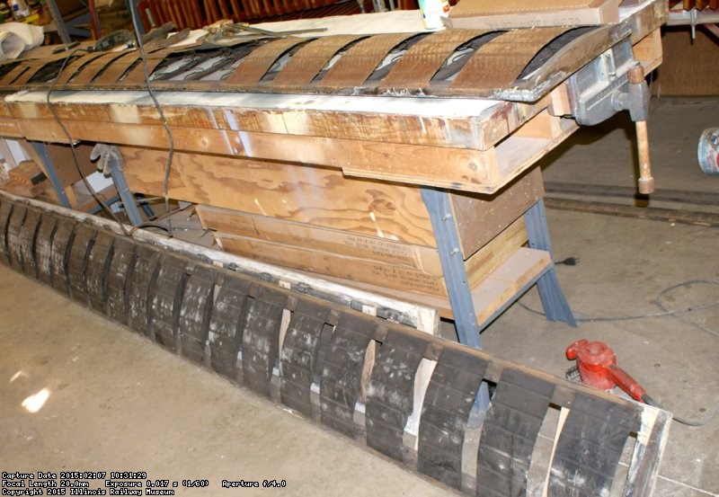 Bowling Alley seat frames under restoration for 24 - Photo by Buzz Morisette