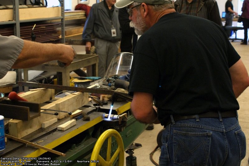 Torches were used to heat the bearing pockets for the lower pour. Photo by Buzz Morisette.