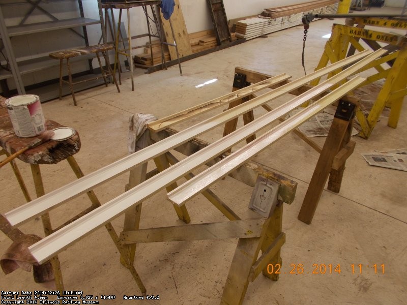   Roger primed popular wood window sills     Paul Cronin cut them into the correct shape   2-26-14   DSCN0737