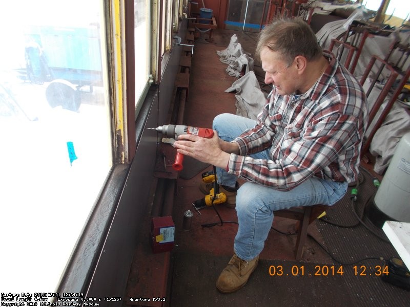    Here's Roger drilling one of about 125 holes needed   3-1-14 DSCN0741
