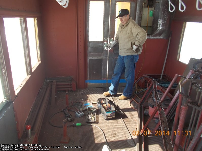 Gary's next project.   Rmoving more rusty steel   This time behind  the nickel seats  3-6-14 DSCN0746 -