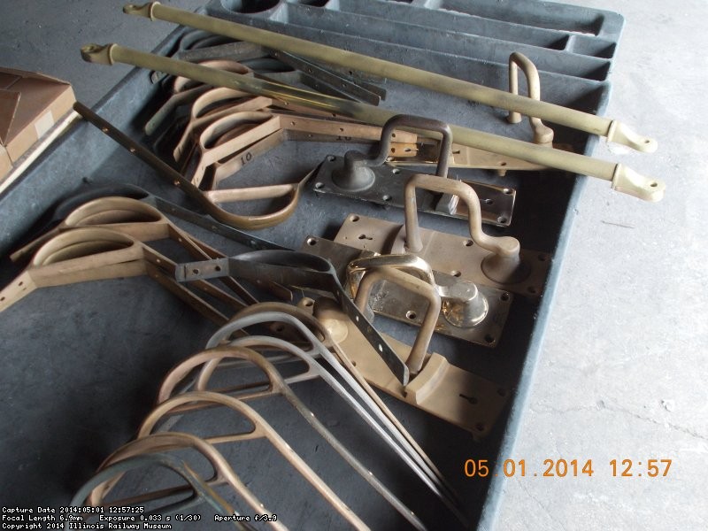 Brass walkover handles and door latches before taken to contractor for buffing  DSCN0820