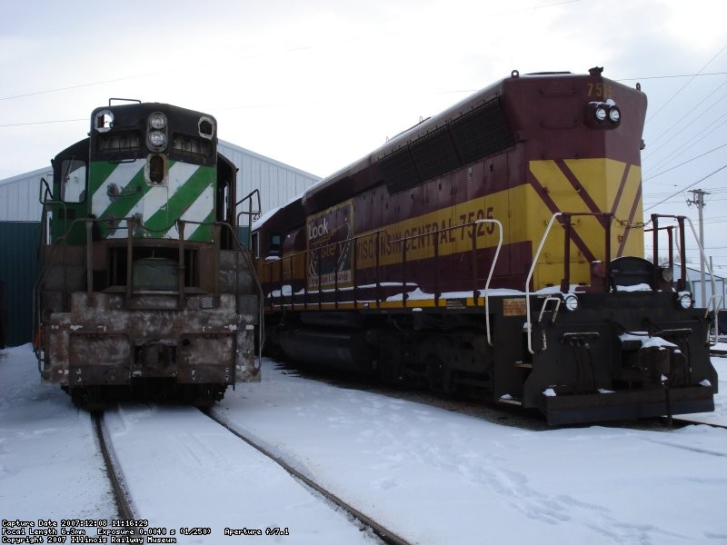 504, an EMD SD24 sits next to WC 7525 an EMD SD45