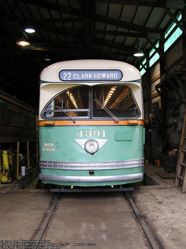 The Green Hornet, CTA 4391 sitting inside Barn 4 over the pit