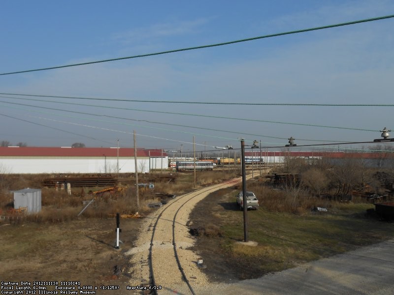 Looking North from South Junction. AGC hangers carry pulloffs for the carline "S"curve over the new wire.