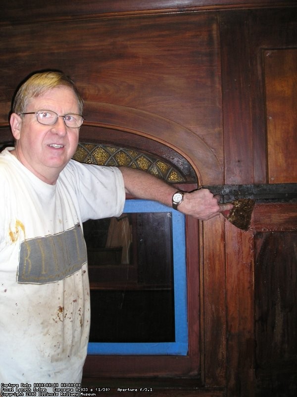 09/22/07 Jack Biesterfeld stripping the mahogany inside the 1094