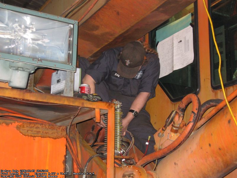 Kelly H. repairs wires on the Burro Model 50