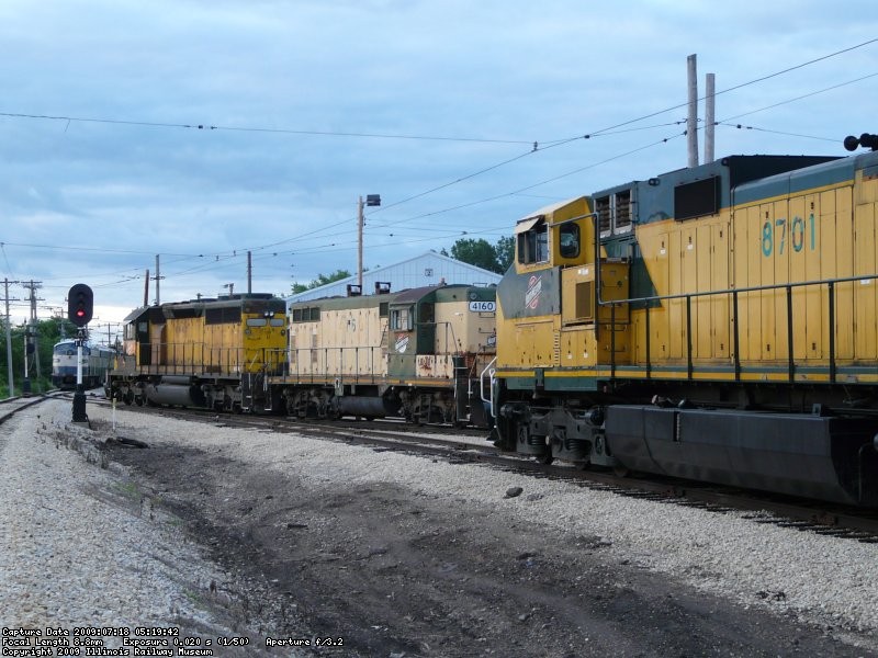 CNW 8701 on display from the Union Pacific looks towards two former mates of CNW 6847 and 4160