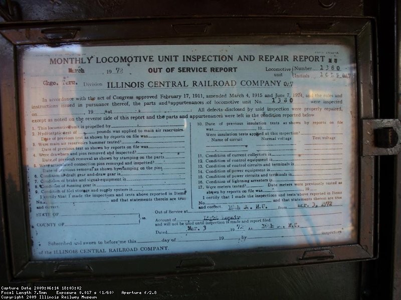 Inspection card