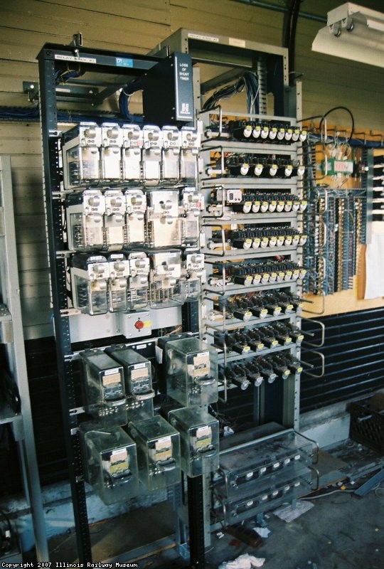 Relay Rack for interlocking circuits  and rack of Indication Relays in basement of Spaulding Tower