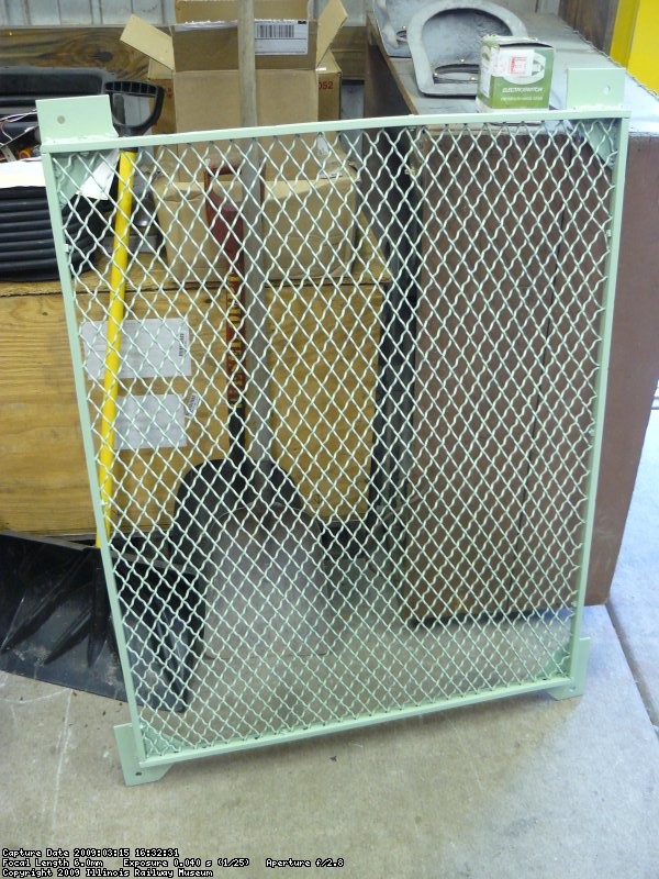 One of the electrical cabinet screens after a coat of paint.