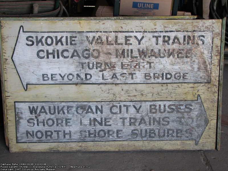 A North Shore Line sign from Great Lakes