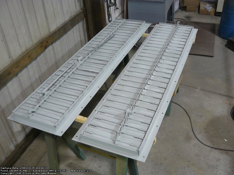 Two radiator shutters preped for paint.