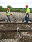 Changing ties on Station track 2 after hours.