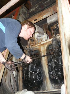 Warren working one of the injection pumps.