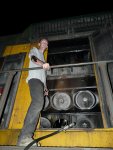 Jamie K pre lubing the locomotive.