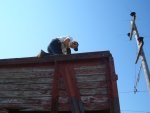 06.13.07 - VICTOR HUMPHREYS IS NEEDLE CHIPPING THE ROOF.  ONE FOURTH OF THE ROOF WAS CHIPPED, WIRE WHEELED AND PRIMED TODAY.