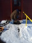 12.016.07 - VICTOR HUMPHREYS IS DRILLING THE FULL SIZE HOLES FOR THE TIMBER BOLTS.