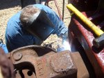 05.21.08 NEIL SCHWINGBECK WELDS THE CRACK IN THE B STRIKER AND GRINDS IT SMOOTH.