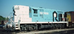 Rock Island 4502, a near number to IRM's 4506 in RI blue and white.