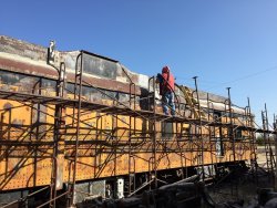 Warren went first to test the sandblasting before 10am - Photo courtesy of Warren Newhauser