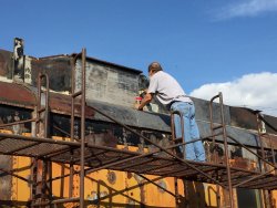 Around 3pm Chuck T was applying metal prep - Photo by Warren Newhauser