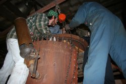 Removing top of the dome - First slide onto pallet