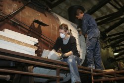 Eric and Evelina lagging the boiler