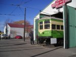 Illinois Terminal car 101 operates under its own power for the first time in over 15 years.  Just prior to this photo, the brushes were re-installed and the motors checked over. March 19, 2006