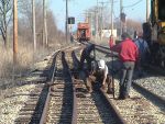 Setting spikes for gunning at Schmidt siding