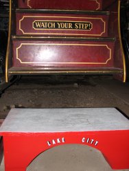 Lake City step stool crafted by Wayne Baksic for use with the Lake City car