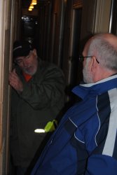 Mark Gellman explaining door mechanics to Jon Habegger