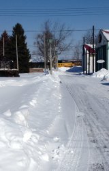 Looking north toward the station with a 10 ft pile of snow by Barn 3 on 2/16/14 from Mike McCraren.