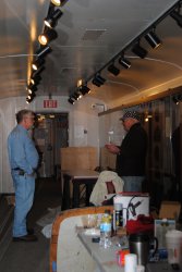 Mike Baksic speaking with Jim Windmeier in the 1st Exhibit Car